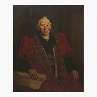 British School (19th Century) Portrait of a Lord Admiral Wearing Livery Cloak and Collar