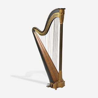 A Sebastian Erard Parcel Gilt and Green-Painted Harp 19th century