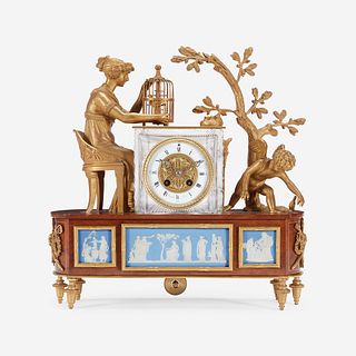 A Napoleon III Gilt Bronze and Cut Glass Figural Mantel Clock Planchon ? Paris, mid 19th century