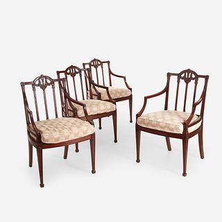 A Set of Four George III Carved Mahogany Armchairs circa 1800