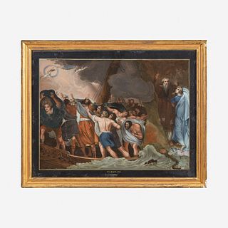 A verre ?glomis? Painting Depicting a Scene from The Tempest after George Romney, early 19th century