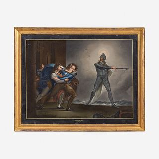 A verre ?glomis? Painting Depicting a Scene from Hamlet after Henry Fuseli, early 19th century
