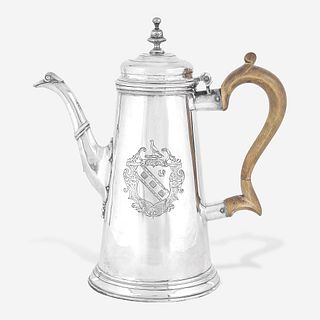 A George II Sterling Silver Armorial Coffeepot Francis Spilsbury, London, 1736