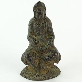 Chinese Ming Dynasty Bronze Figure of Guanyin. The Gallery Has Been Advised Provenance: The Shepps Collection, Palm Beach, Florida. Unsigned. Pitting,