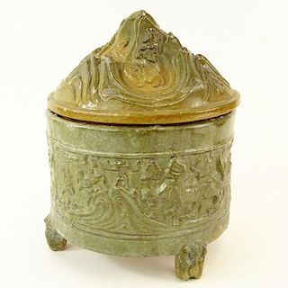 Chinese Han Dynasty Lead Glaze Pottery Hill Jar. Provenance: The Shepps Collection, Palm Beach, Florida. Unsigned. Crack, minor chips otherwise good c
