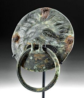 Roman Leaded Bronze Lion Handle w/ Ring