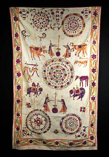 19th C. IndianPunjabi Cotton / Silk Phulkari, ex-Museum