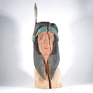 Native American Carved Head "TW"
