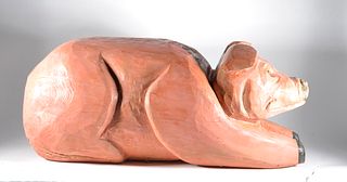 Folk Art Carved Pig