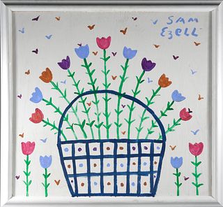 Sam Ezell Folk Art Painting (flower basket)