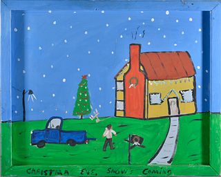 Sam Ezell Folk Art Painting (Christmas Eve)