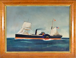 Paul Kitchin Folk Art Ship Painting