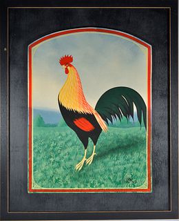 Paul Kitchin Folk Art Painting of a Rooster