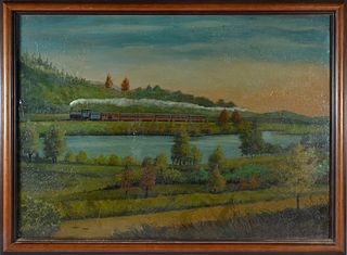 Oil on Canvas Painting Train