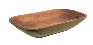OBLONG CHOPPING BOWL IN APPLE GREEN PAINT, STAMPED 'AC'