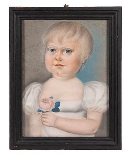 AMERICAN PASTEL PORTRAIT OF A YOUNG GIRL, CIRCA 1810