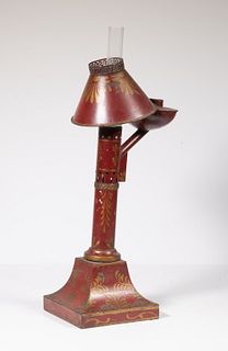FRENCH TOLE PAINTED OIL LAMP