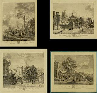Set of Four (4) 18th Century French Engravings "Du Cabinet de Mr. le Duc de Choiseul" Various Printers. Unsigned. Light Toning and Minor Foxing from a