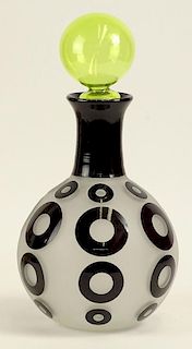 Modern Art Glass Large Decanter. Etched Signature on Bottom. Limited Edition. Good Condition. Measures 15 Inches Tall. Shipping $135.00
