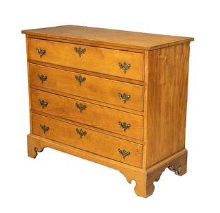 COUNTRY CHIPPENDALE FOUR DRAWER MAPLE CHEST