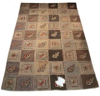 COUNTRY DINING ROOM SIZE HOOKED RUG