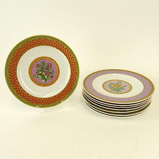 Eight (8) Versace for Rosenthal Salad Plates in the "Floral Elegy" Pattern. Signed. As New condition. Measure 8-7/8" diam. Shipping $40.00