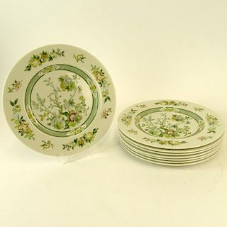 Eight (8) Royal Doulton China Dinner Plates in the "Tonkin" Pattern. Signed. Good condition. Measure 10-1/2 inches diameter. Shipping $38.00