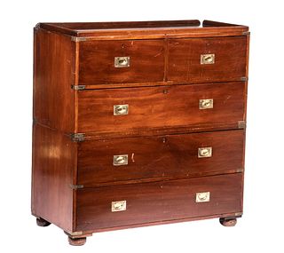 MAHOGANY TWO-PART CAMPAIGN CHEST