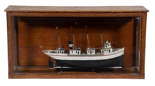 CASED MODEL OF AMERICAN SAIL/STEAM SHIP