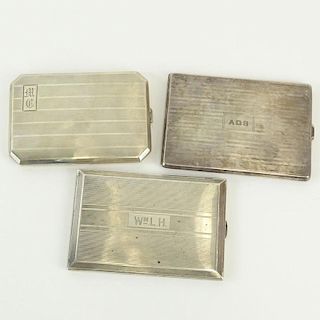 Three (3) Vintage Sterling Silver Cigarette Cases. Signed Sterling. Surface wear from normal use otherwise good condition. Measure 4-1/2" x 3". Approx