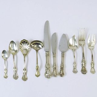 Fifty-One (51) Piece Set Reed and Barton Marlborough Sterling Silver Flatware Set. The set includes: 8 forks, 7-1/4", 8 salad forks; 10 teaspoons; 12 