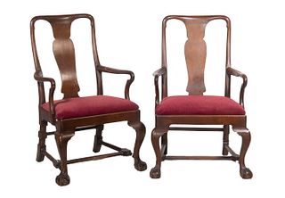 PAIR OF PERIOD AMERICAN QUEEN ANNE/CHIPPENDALE TRANSISITIONAL ARMCHAIRS