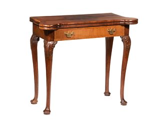 19TH C. MASSACHUSETTS QUEEN ANNE STYLE CARD TABLE