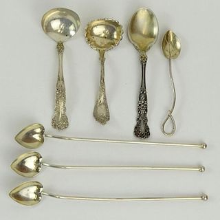 Lot of 7 Miscellaneous Sterling Silver Spoons. Signed. Good condition. Weighs approx. 3.48 Troy Ounces. Shipping $35.00