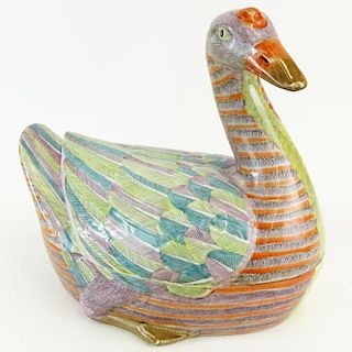 Large 19/20th Century Chinese Porcelain Duck Form Covered Tureen. Unsigned. Good condition. Measures 15" H x 17" L x 10" W. Shipping $125.00