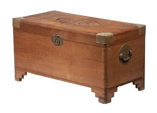 HONG KONG CAMPHORWOOD CHEST WITH BAS RELIEF CARVING