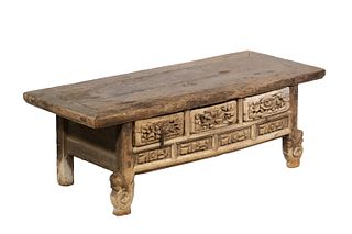 LOW CHINESE ELM ALTAR TABLE, WEATHERED