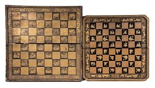 (2) CHINESE LACQUER GAME BOARDS