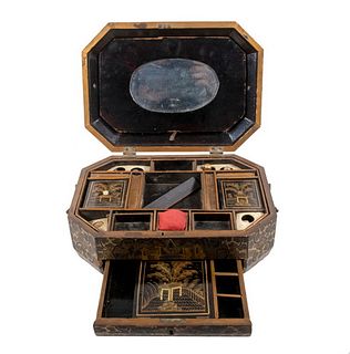 CHINESE LACQUER SEWING BOX