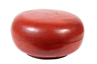18TH C. CHINESE QING CINNABAR & LACQUERED ROUND BOX