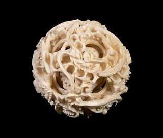 19TH C. CHINESE CARVED IVORY PUZZLE BALL