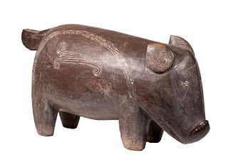 LARGE PAPUA NEW GUINEA CARVED WOOD PIG