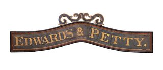 "EDWARDS & PETTY" WOODEN BUILDING SIGN