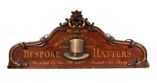 HATTER'S INTERIOR TRADE SIGN "BRACKENBURY" OF LONDON