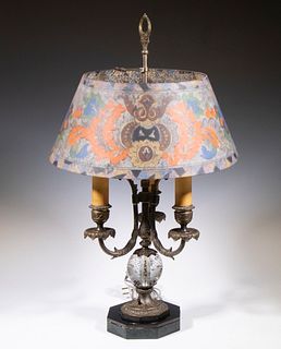 PAIRPOINT DIRECTOIRE TABLE LAMP WITH REVERSE PAINTED SHADE