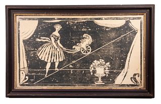 LARGE SCALE AMERICAN 19TH C. NAIVE WOODBLOCK THEATRICAL BROADSIDE