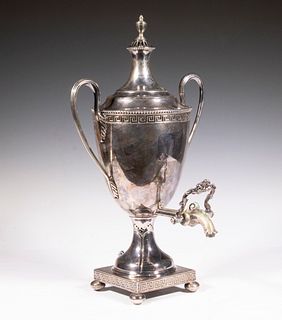 ENGLISH SILVER-PLATE HOT WATER URN