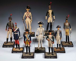 (9) FRENCH MILITARY FIGURES, SOME SIGNED I.H. ARTHUR