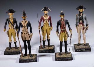 (5) STANDING REVOLUTIONARY WAR CONTINENTAL ARMY FIGURINES