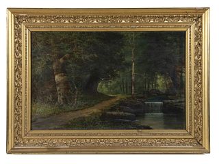 UNSIGNED LATE 19TH C. NEW ENGLAND FOREST PAINTING